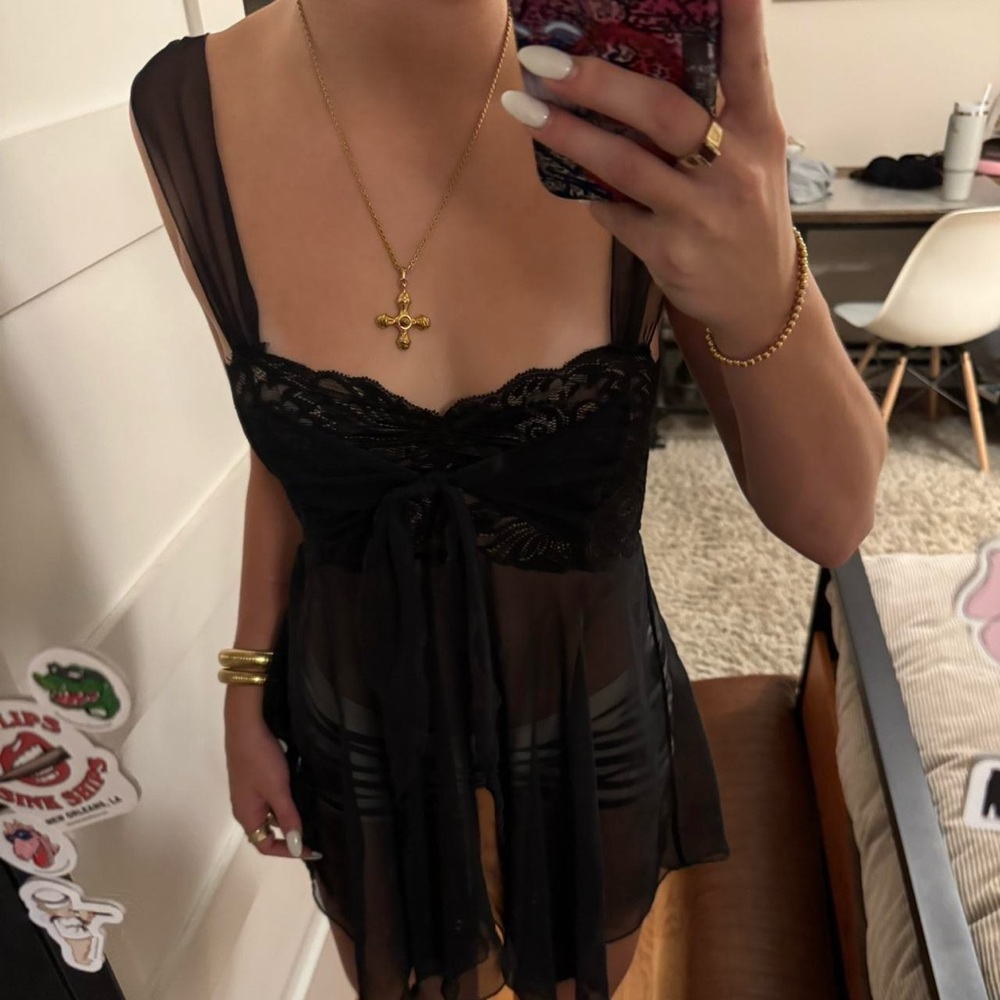 Victoria’s Secret Vintage Gold Tag Black Slip Dress